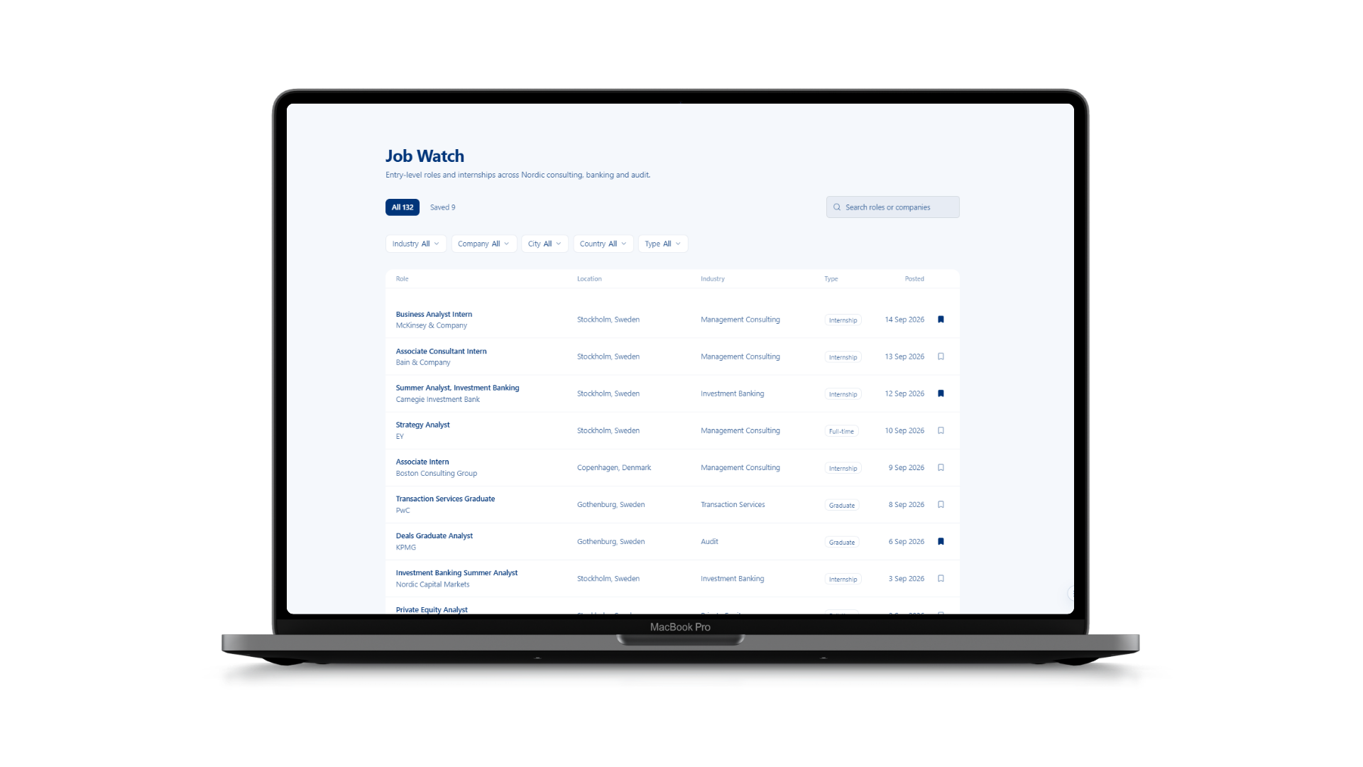 Caize Job Watcher showing relevant open roles